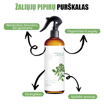 Žaliųjų pipirų purškalas nuo dulkių erkučių